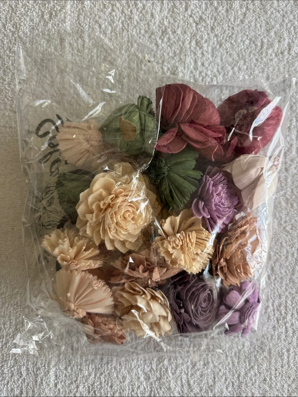 Sola Wood Flowers Decorative Assortment Cream, Brown & Burgundy Flowers 25 Pack